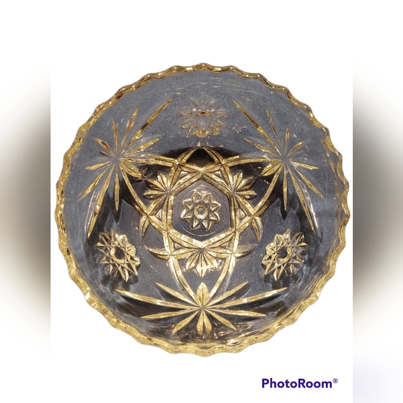 Set of 2 - Vintage Clear Glass Star of David Bowl - Picture 3 of 4